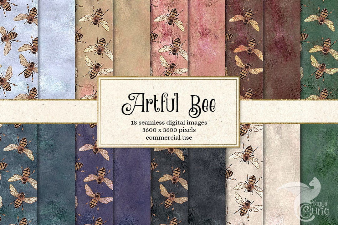 Vintage Bee Digital Paper, Grunge Texture Scrapbooking (digital ...