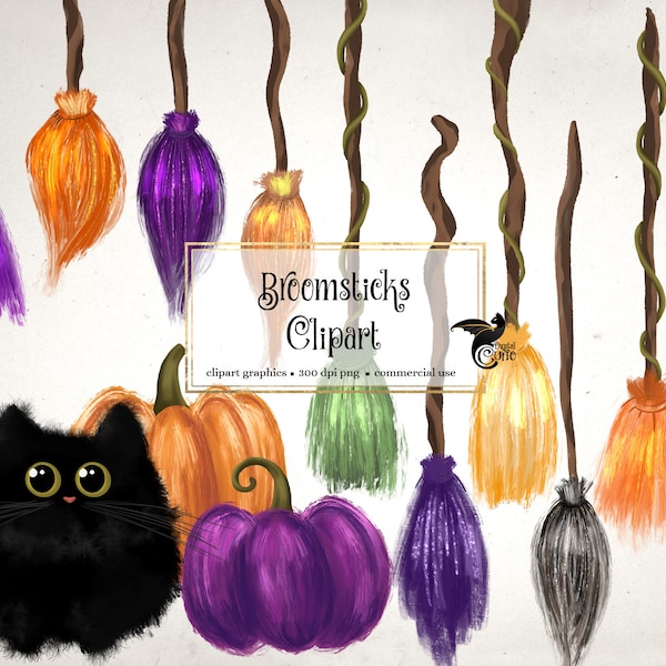 Broomsticks Clipart - digital clip art graphics for Halloween instant download for commercial use