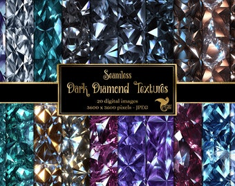 Dark Diamond Textures – Seamless Crystal Patterns (Digital Download)