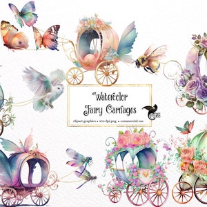 Acquerello Fata Carrozza Clipart - carrozze arcobaleno fantasia acquerello pastello in formato PNG download istantaneo per uso commerciale