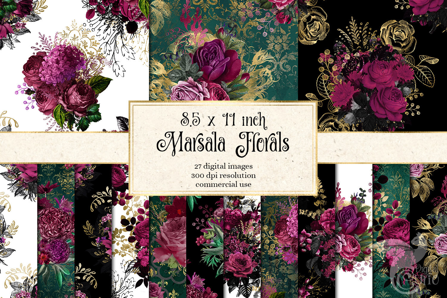 Marsala Floral Printable Digital Paper Instant Download - Etsy