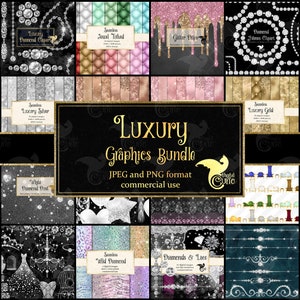 Pacote de gráficos de luxo, glam foil e glitter Clipart e texturas, gráficos de scrapbook digital, clip art com desconto e papel digital