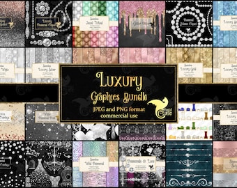 Luxury Graphics Bundle, glam foil and glitter Clipart and Textures, digital scrapbook graphics, discount clip art and digital paper