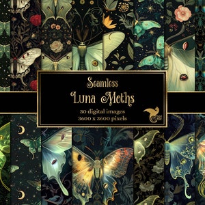Luna Moths Digitales Papier - nahtlose Fantasy Motte druckbare digitale Hintergründe für den kommerziellen Gebrauch