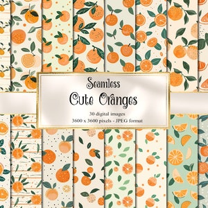 Cute Oranges Digital Paper - patrones de fondo de cítricos pastel sin costuras descarga instantánea para uso comercial