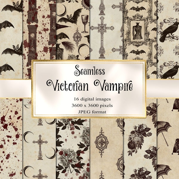 Victorian Vampire Digital Paper, Halloween Digital Paper, seamless Halloween Backgrounds vintage gothic scrapbook paper