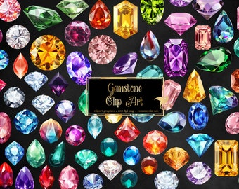 Gemstone Clipart - mystical magic gems, luxury diamond PNG format instant download for commercial use