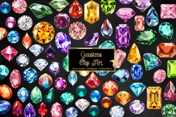 Gemstone Clipart - mystical magic gems, luxury diamond PNG format instant download for commercial use