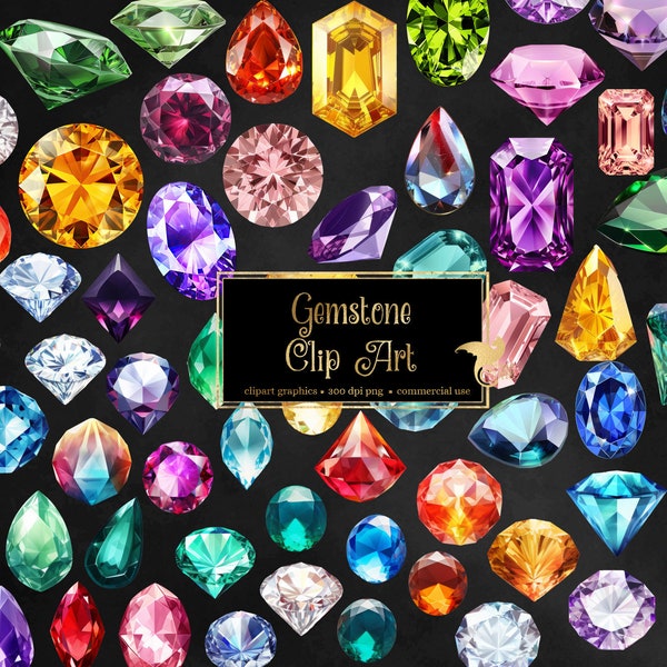 Gemstone Clipart - mystical magic gems, luxury diamond PNG format instant download for commercial use