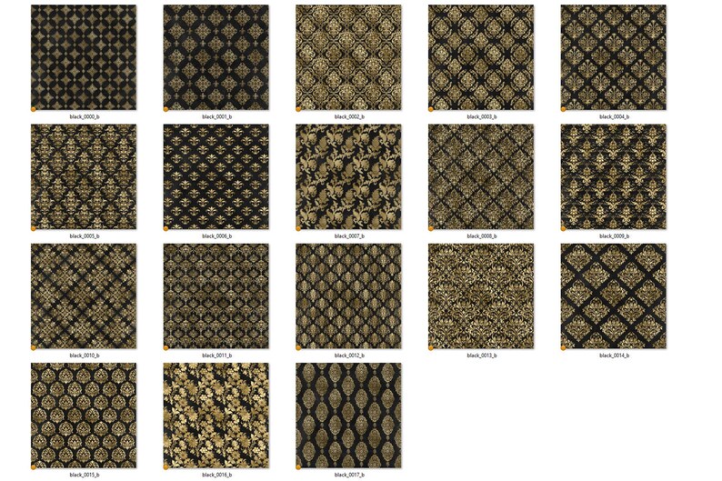 Black and Gold Damask Digital Paper Seamless Damask Patterns Etsy