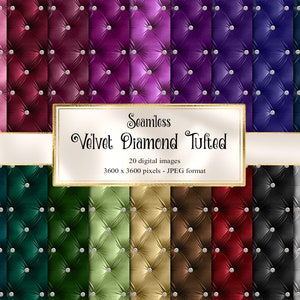 Carta digitale trapuntata Velvet Diamond - sfondi trapuntati glamour di lusso senza soluzione di continuità, download immediato per uso commerciale