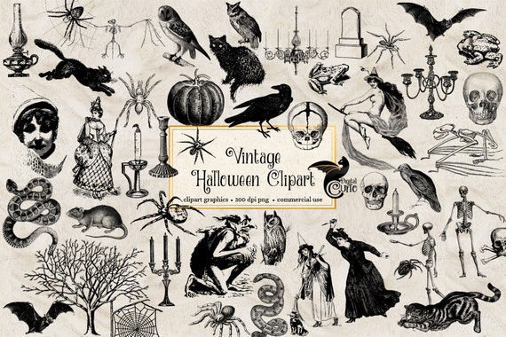 Vintage Halloween Clipart Antique Halloween Clip Art | Etsy