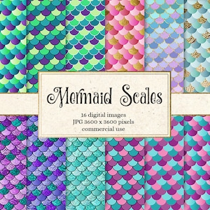 Mermaid Scales Digital paper, mermaid tail shimmer textures, scale patterns, invitation backgrounds, nautical printable scrapbook paper image 1