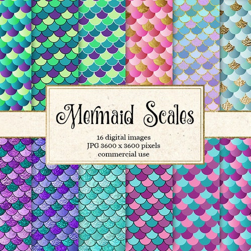 Mermaid Digital Paper Princess Scrapbook Papers Scales - Etsy