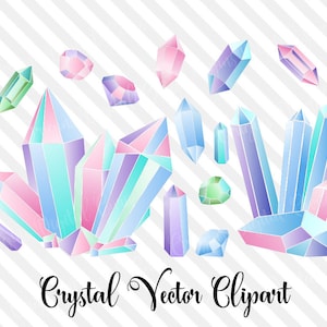 Rainbow Crystal Clipart, Vector Diamonds, PNG EPS Graphics (Digital Download)