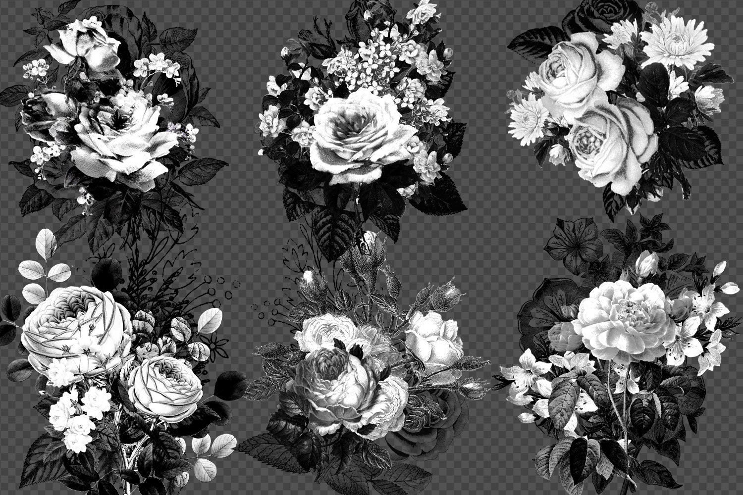 Vintage Black And White Floral Background