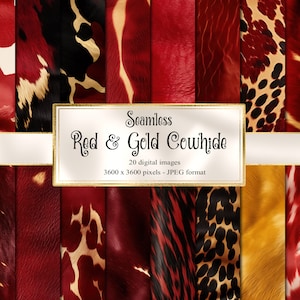 Rot und Gold Rindsleder digitales Papier, nahtlose Leder Texturen digitales Papier, Western Hintergründe, kommerzielle Nutzung sofortiger Download
