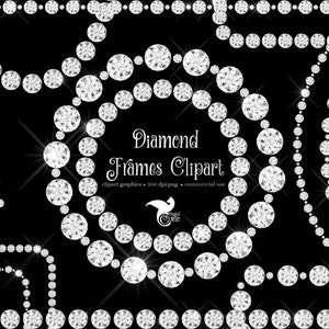 Diamond Frames Clipart, glam wedding bling frame clip art png commercial use instant download for commercial use