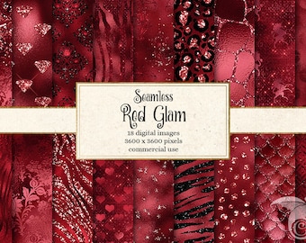 Red Glam Digital Paper, Foil Glitter Textures (Digital Download)