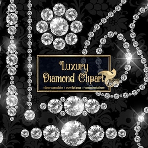 Imágenes prediseñadas de diamantes de lujo en formato PNG con bordes, imágenes prediseñadas de marcos brillantes y descarga instantánea de hebras para uso comercial