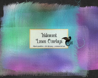 Iridescent Linen Overlays, shimmering rainbow pastel clipart textures, jute cloth, burlap textures, photography overlays, png commercial use