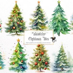 Aquarell Weihnachtsbäume Clipart - Winter Fantasy Wald PNG format sofortiger Download für kommerzielle Nutzung