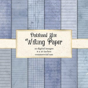 Papier à lettres bleu en détresse, cahier papier numérique grunge pages de journal indésirable imprimable 8,5 x 11 pouces A4 papier scrapbooking Téléchargement instantané