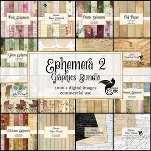 Pacote de gráficos efêmeros 2, clipart com desconto e papel digital, scrapbooking digital, efêmeras digitais vintage, papel digital rústico