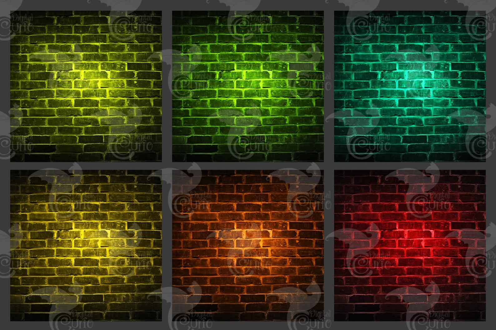 Neon Brick Wall Backgrounds digital paper in neon colors Etsy