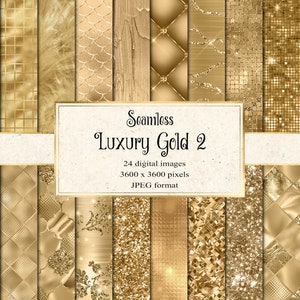 Luxus-Gold-Digitalpapier 2, nahtlose Goldtexturen, goldene Glitzerhintergründe, Goldfolie und Pailletten, kommerzieller Sofort-Download