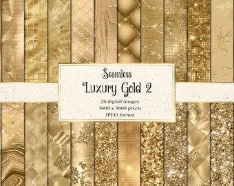 Papier numérique or de luxe 2, textures dorées sans soudure, arrière-plans scintillants dorés, feuille d'or et paillettes, téléchargement instantané commercial