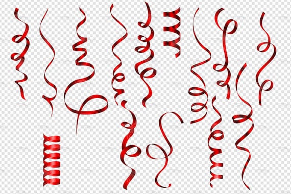 Ribbon Clip Art Red Curling Ribbon in Png Format Instant Download for  Commercial Use 