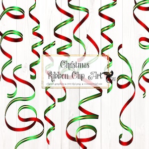 Clipart ruban de Noël - rubans de curling au format png téléchargement immédiat pour un usage commercial