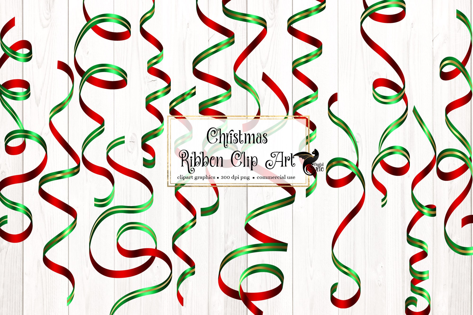 Christmas Ribbon Clip Art Curling Ribbons in Png Format Etsy UK