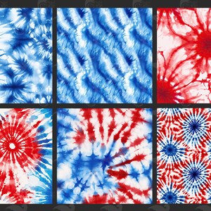 Red White and Blue Tie Dye Digital Paper, Seamless Textures (digital ...