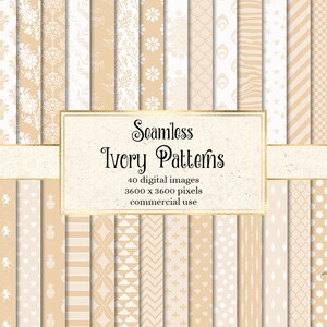 Ivory Digital Paper, naadloze patronen in beige en wit voor babyborrels of bruiloften afdrukbaar plakboekpapier