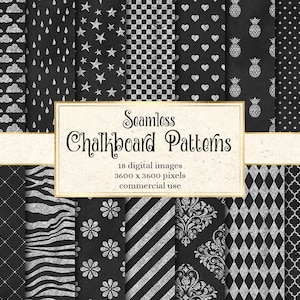 Chalkboard Patterns Digital Paper - seamless blackboard patterns for instant download commercial use