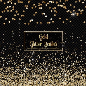 Gold Glitter Borders Clipart, silver and gold glitter png overlays, clip art gold glitter confetti high resolution instant download
