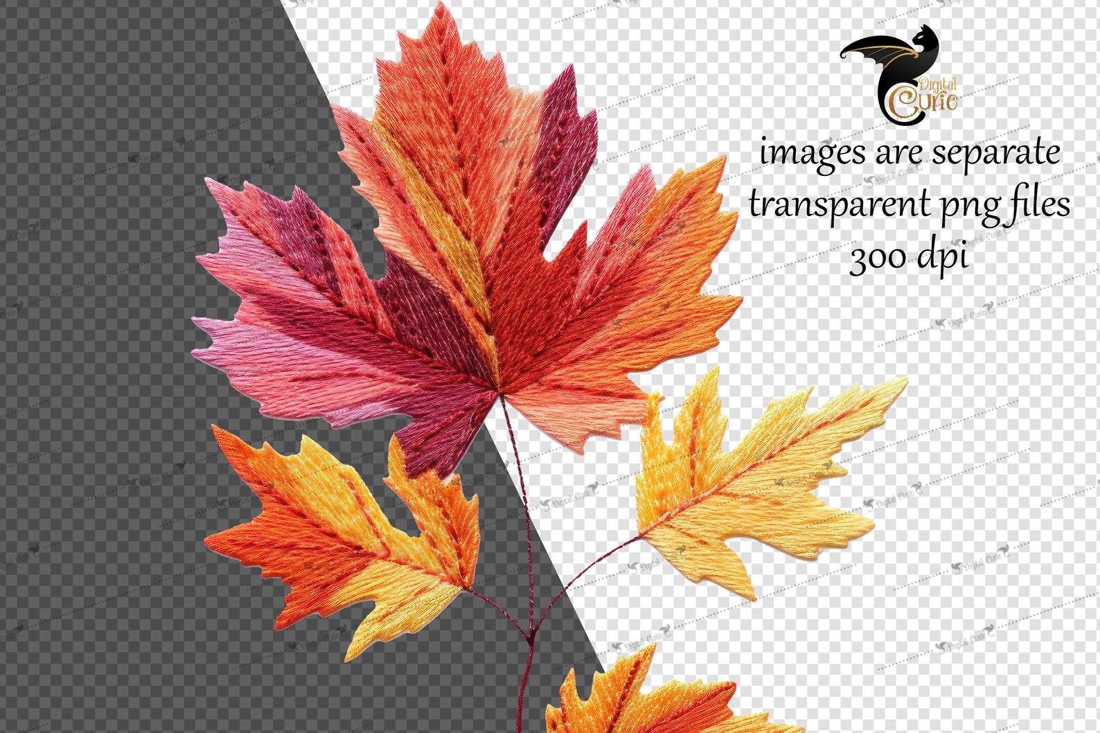 Embroidered Fall Leaf Clipart – Autumn PNG Graphics (commercial Use) - Etsy