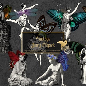 Vintage Fairy Clipart - antique fairies clip art graphics for altered art or junk journals instant download commercial use