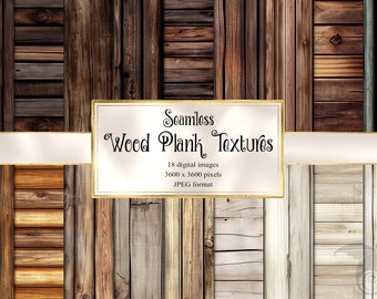 Seamless Rustic Wood Plank Textures, Digital Paper (12x12", 300 dpi)