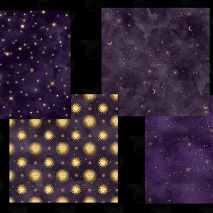 Purple Starry Night Digital Paper – Seamless Celestial Watercolor ...