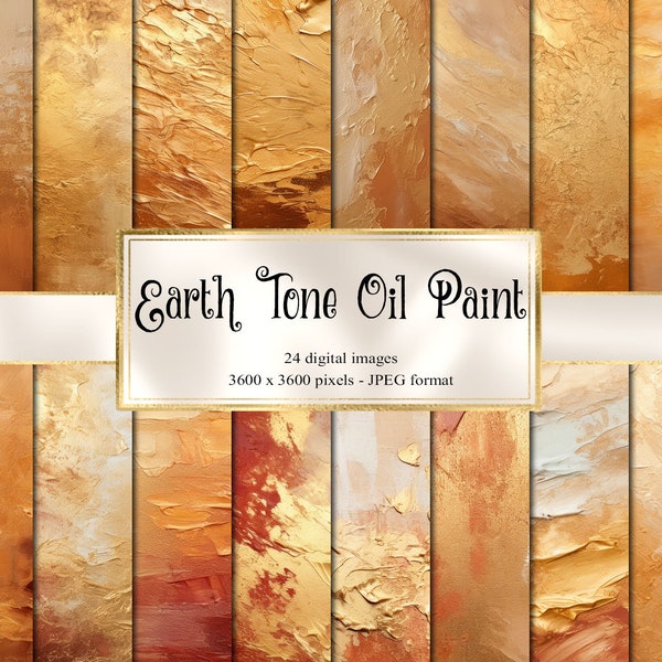 Earth Tone Oil Paint Textures, Digital Paper - paint textures instant download printable scrapbook paper for commercial use