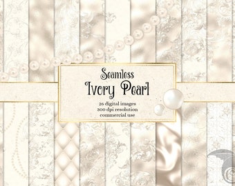 Ivory Pearl Digital Paper, Silk Foil Textures (Digital Download)