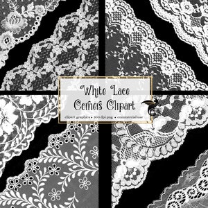Weiße Spitze Ecken Clipart, Spitze Png Clip Art, Cottage Spitze Überlagerungen, Hochzeit Clipart shabby digitale Spitzen Verzierungen