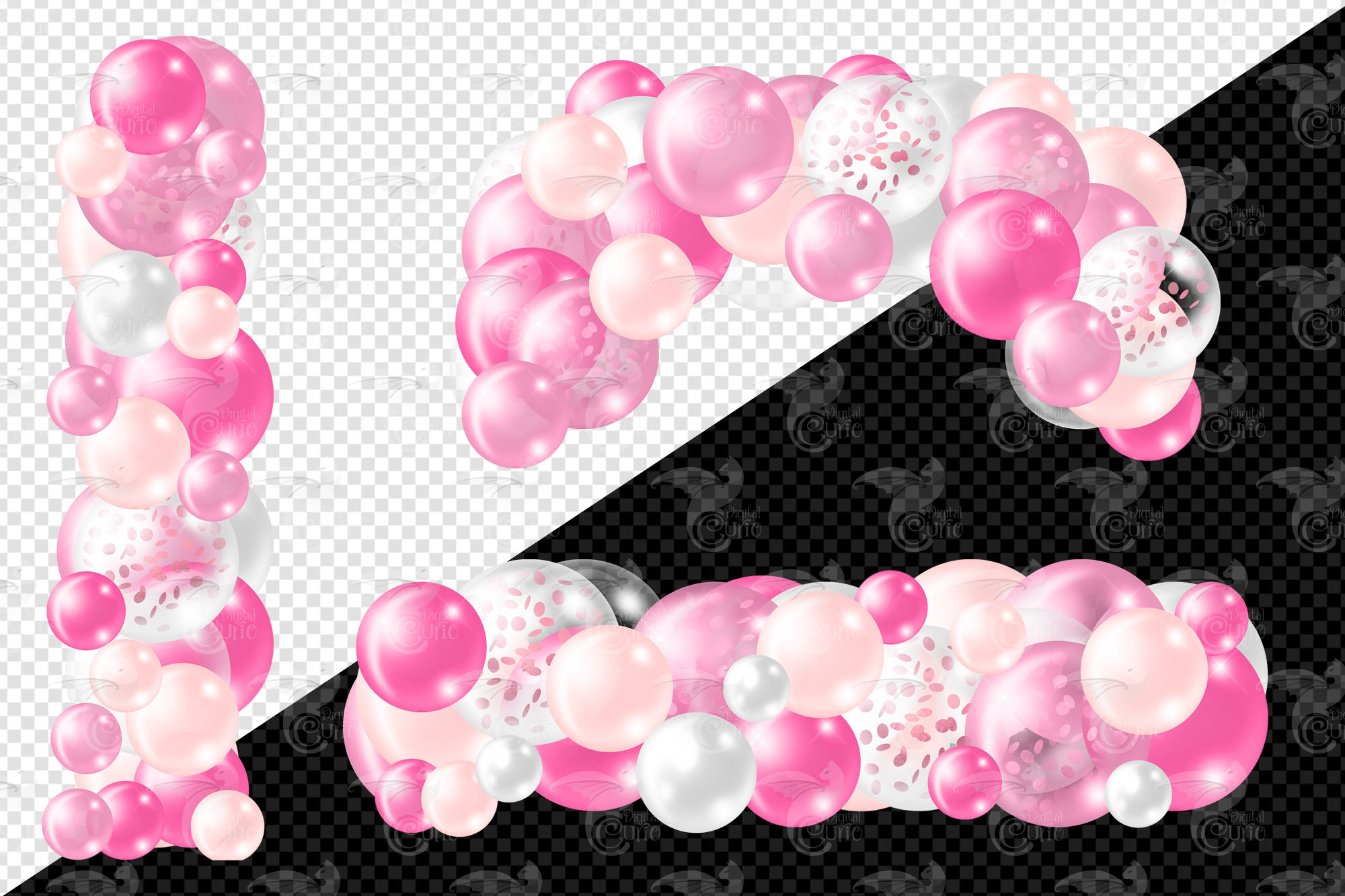 Pink Balloon Arch Clipart Glam Balloon Png Digital Overlays - Etsy