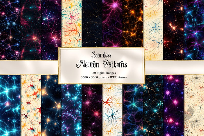 Neuron Pixel Design Neuron Digital Paper - Seamless Backgrounds Instant Download for ...