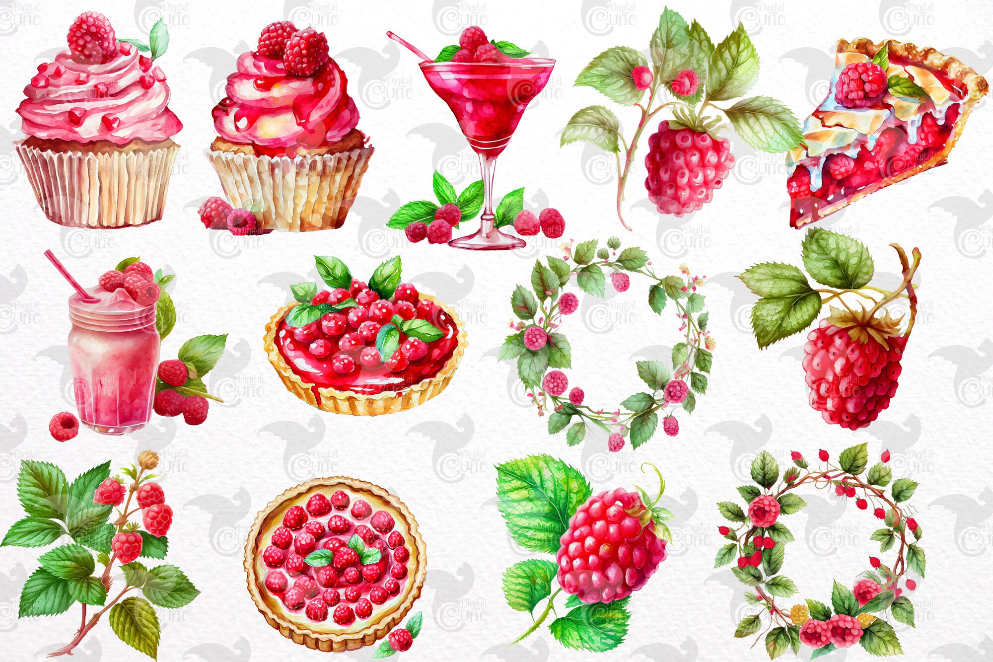 Watercolor Raspberry Clipart - Digital Png Raspberry Graphics for ...