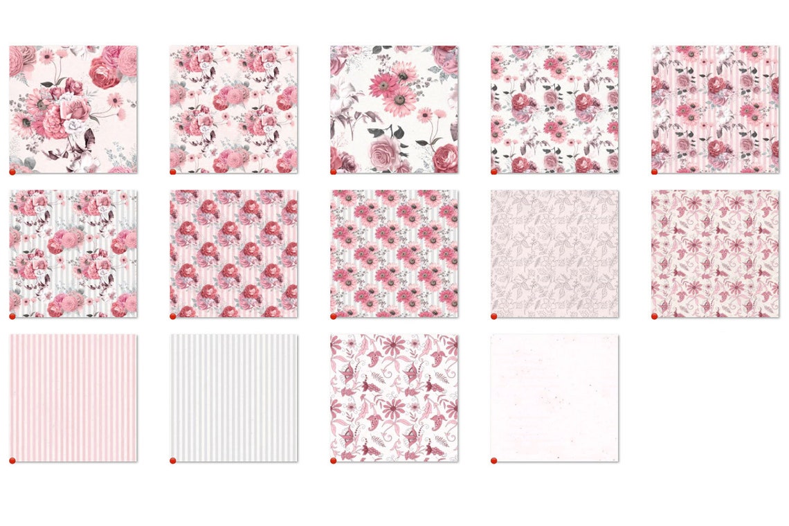 Pink Floral Digital Paper, Seamless Flower Backgrounds (digital ...