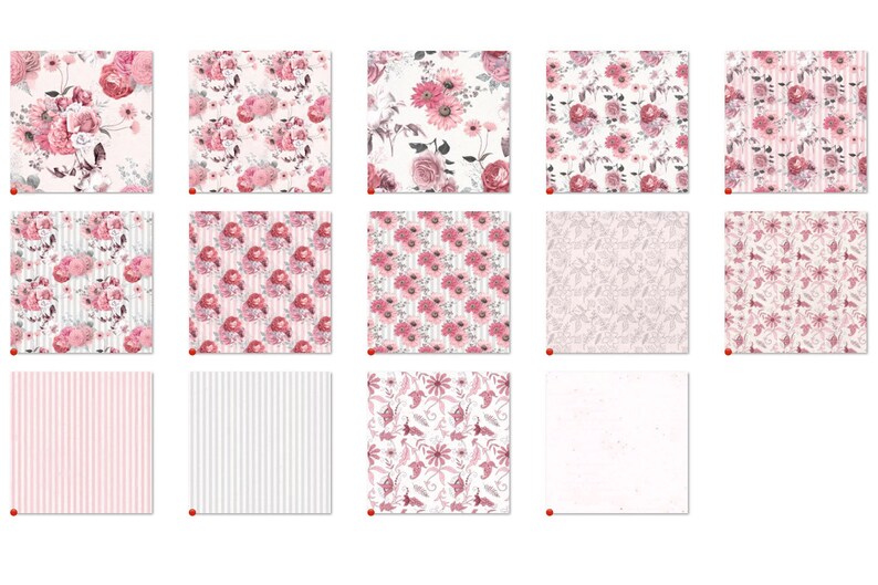 Pink Floral Digital Paper, Seamless Flower Backgrounds (digital ...